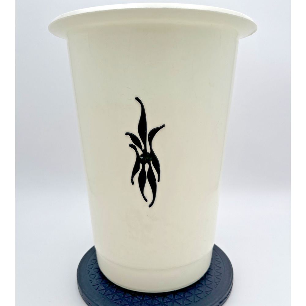 White 1970's Mid Century Modern Trash Bin Loma Industries